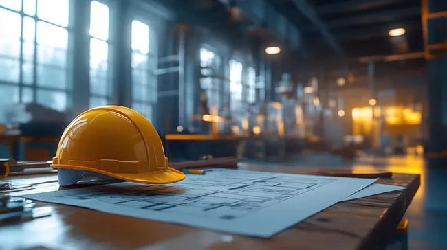 Industrielle Bauplanung im Fabrikinterior