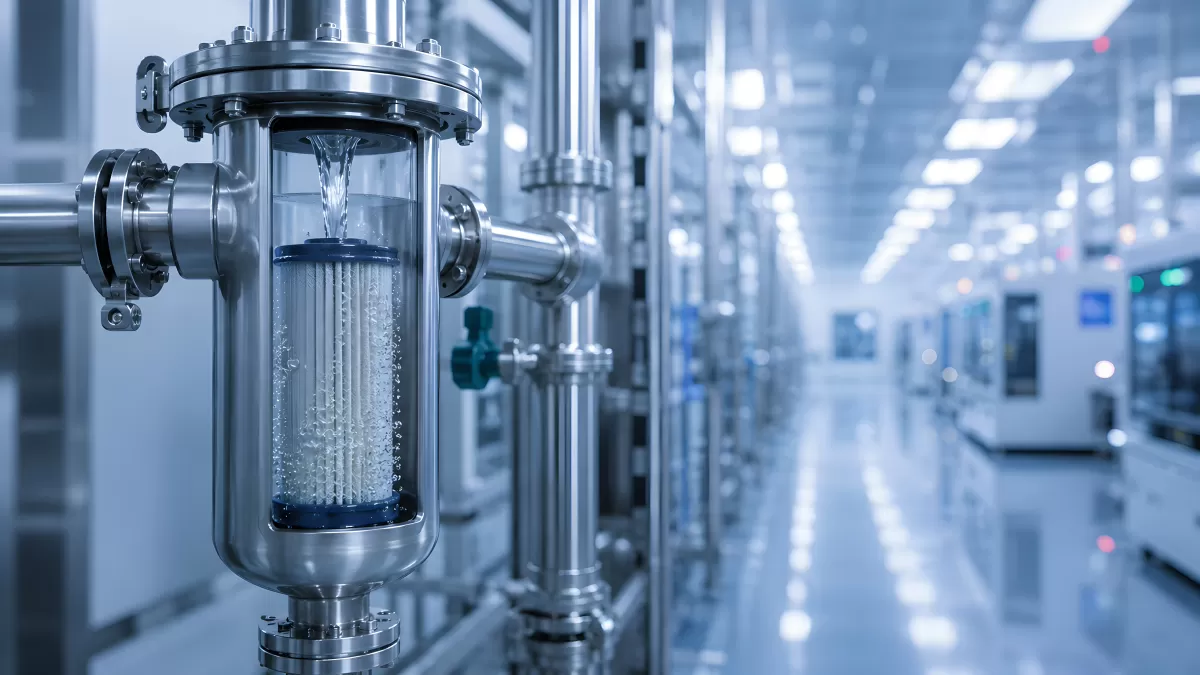 Industrielle Filteranlage in modernem Reinraum