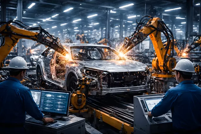 Industrielle Roboterproduktion: Fortschrittliche Automobilfertigung