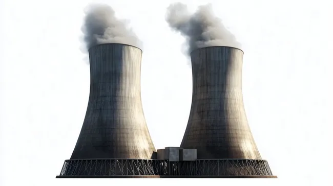 Industrieller Kühlturm mit Rauchausstößen