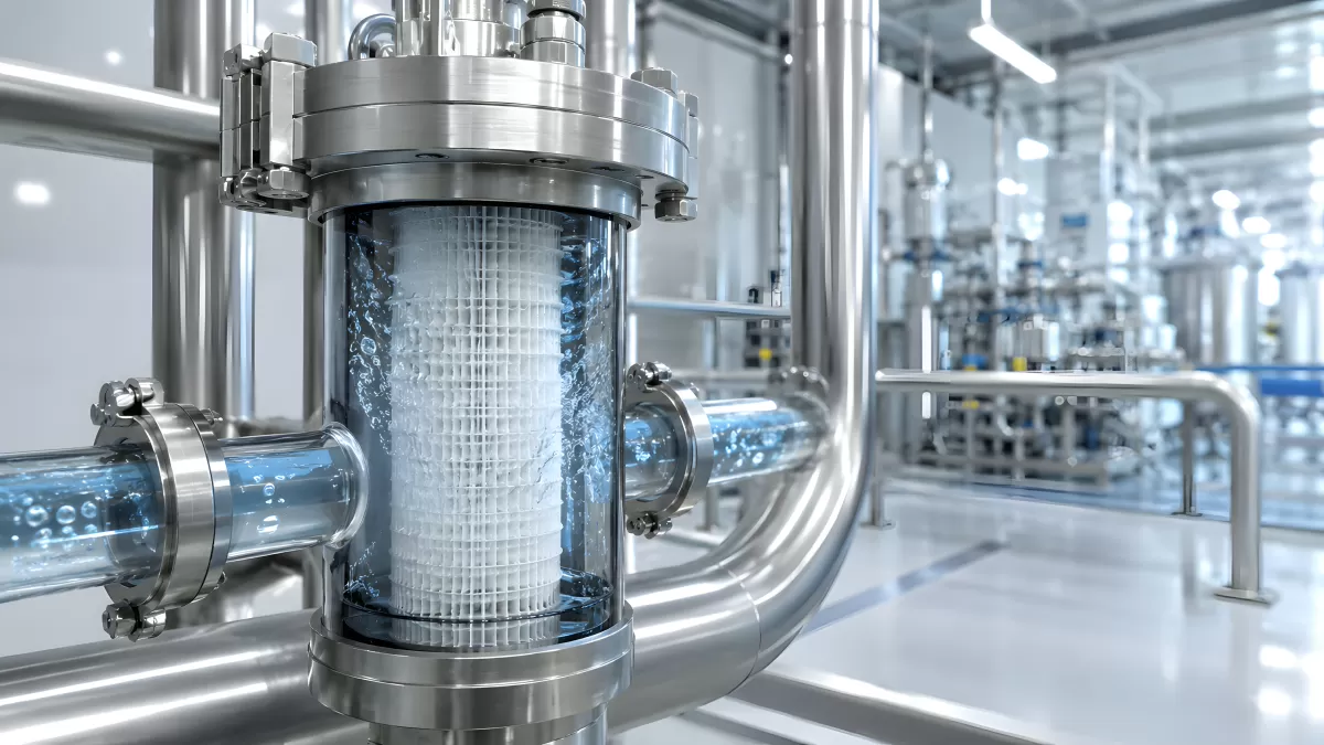 Industrieller Wasserfilter in moderner Produktionsanlage — Bild kostenlos herunterladen