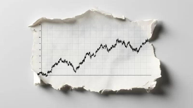 Inflation Kurve auf zerrissenem Papier vor grauem Hintergrund
