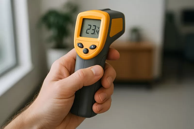 Infrarotthermometer bei Messung von hoher Temperatur