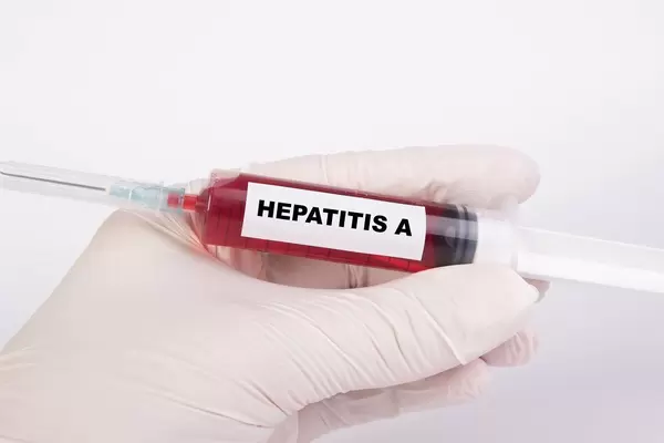 Injection needle with Hepatitis A text