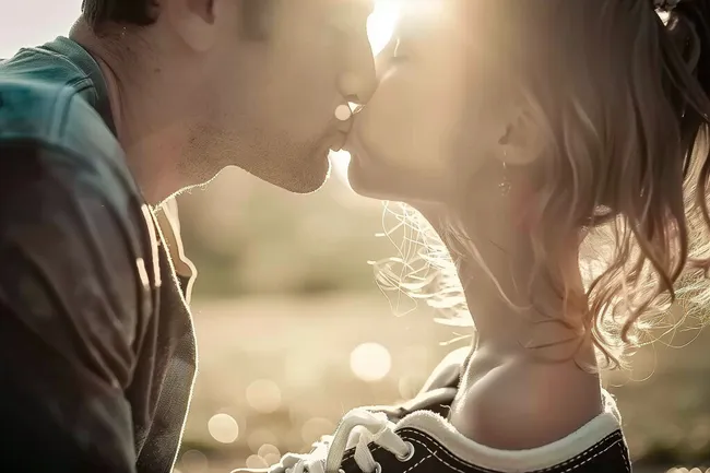 Innige Umarmung im goldenen Licht