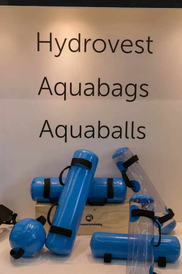 Innovative hydrovests, aquabags and aquaballs for maximum sport performance presented by  Ultimateinstability at Fibo Cologne