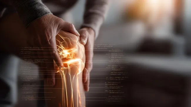 Innovative Medizintechnik mit 3D-Darstellung des Kniegelenks