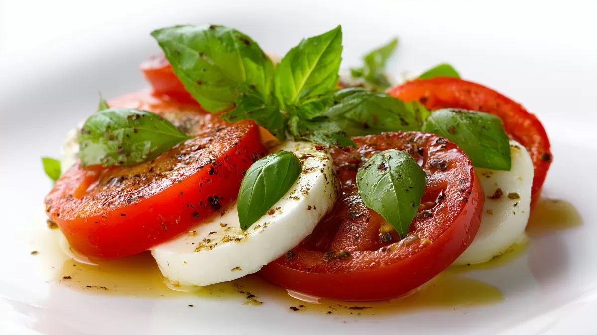 Insalata Caprese mit Mozzarella und frischem Basilikum