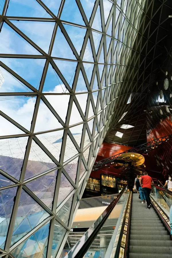 Inside of the super modern parametric shopping mall My Zeil in Frankfurt, Germany