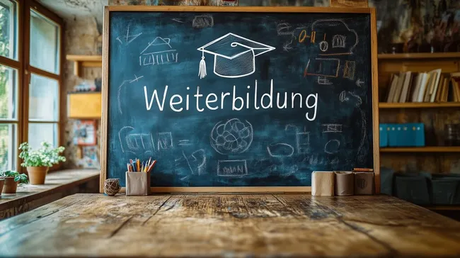 Inspirierender Lernraum mit Kreide-Tafel und Utensilien