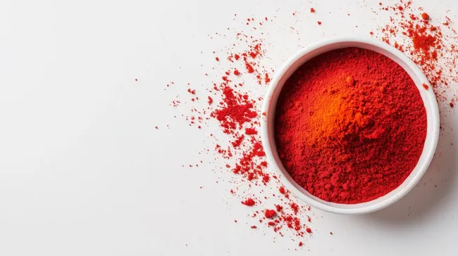 Intensiv rotes Paprikapulver in moderner Schale