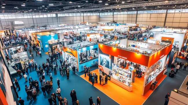 Internationale Handelsmesse mit hochmodernen Messeständen