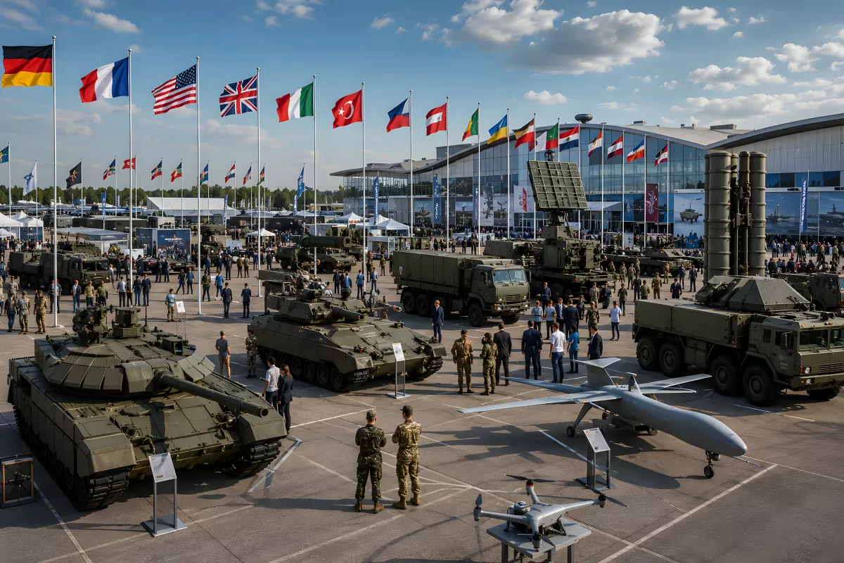 Internationale Rüstungsmesse Eurosatory 2026 mit Panzern und Drohnen