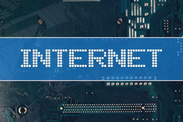 Internet text over electronic circuit board background