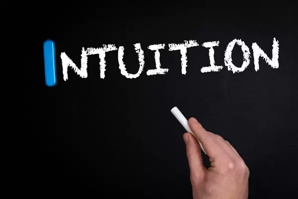 Intuition text on blackboard
