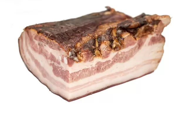 Isolated smoked Bacon on the white background
