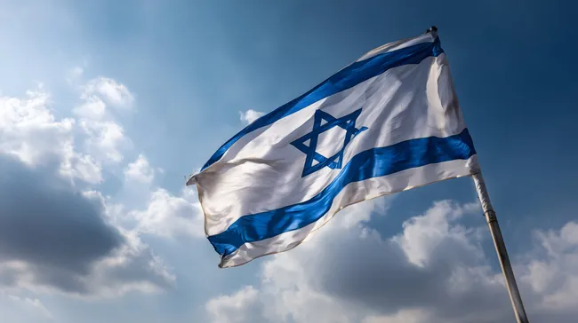 Israelische Nationalflagge im Wind