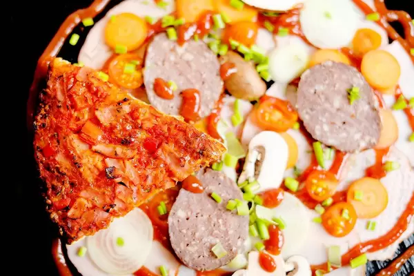 Italian style pizza, close-up view