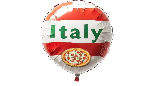 Italien-Ballon mit leckerer Salami-Pizza