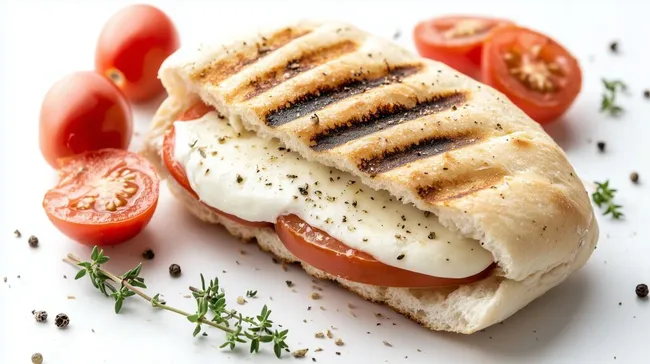 Italienische Ciabatta-Panini mit Mozzarella und Tomaten