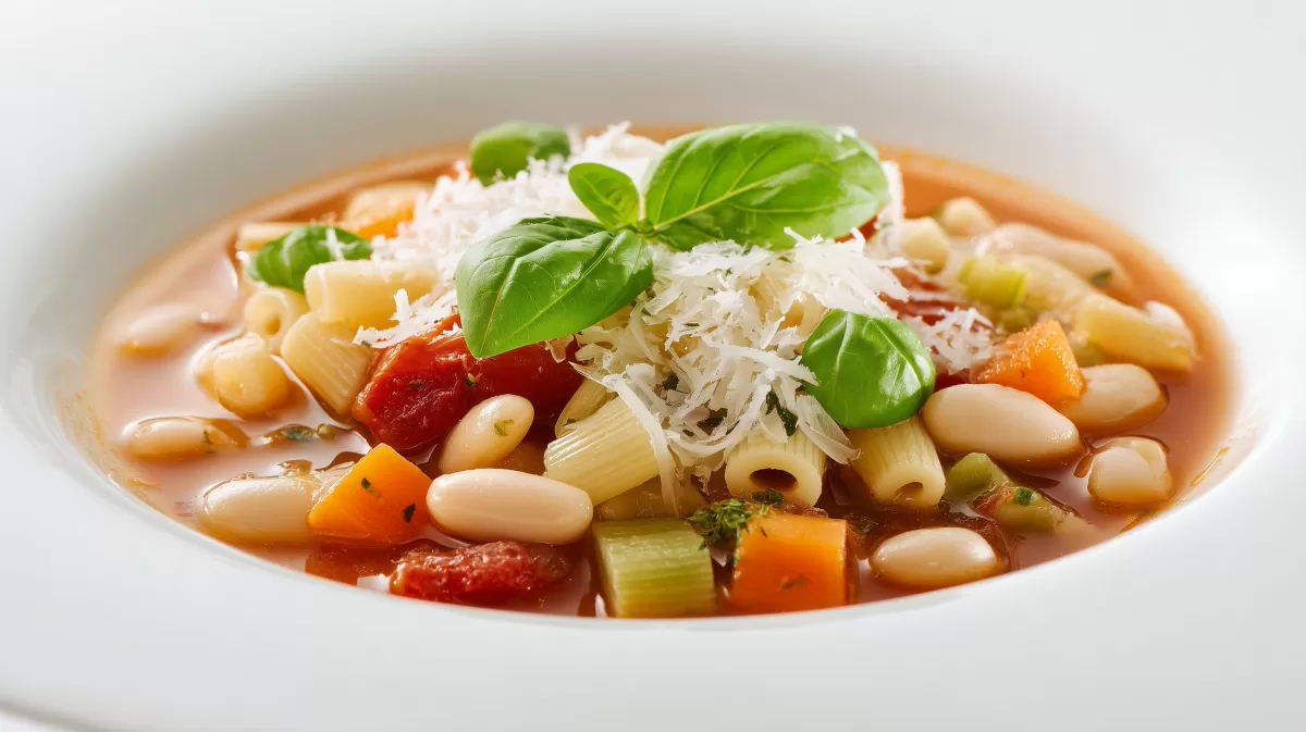 Italienische Minestrone mit Bohnen und Parmesan