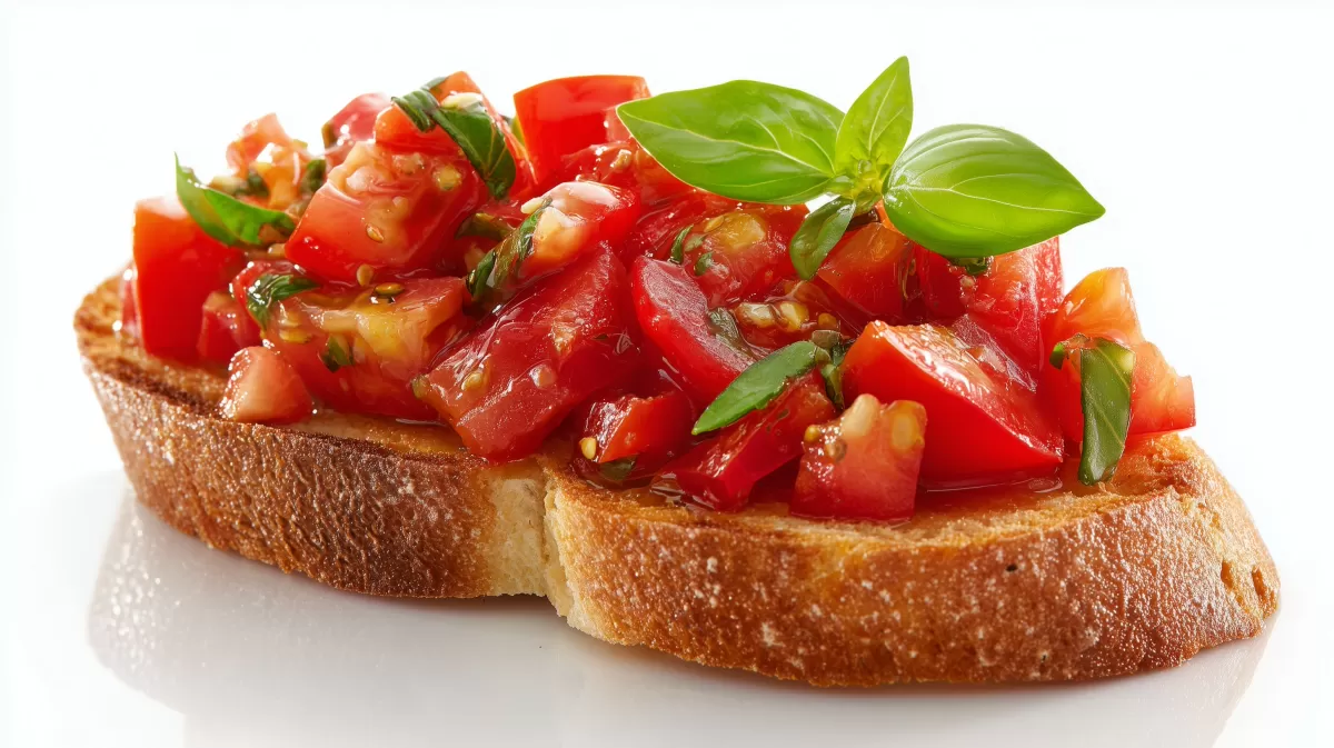 Italienische Tomaten Bruschetta mit frischem Basilikum