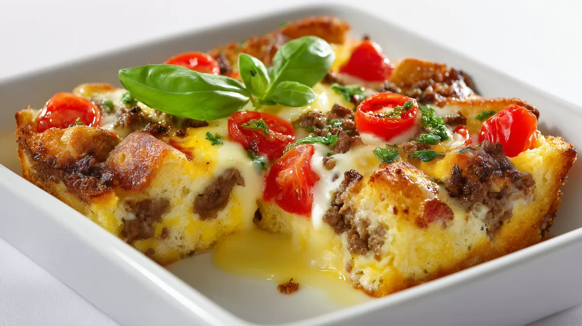 Italienischer Brotauflauf mit Hack und Tomaten