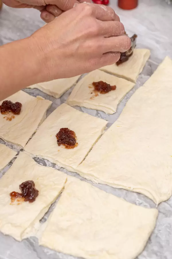 Jam on the Raw Dough prepared for baking cookies