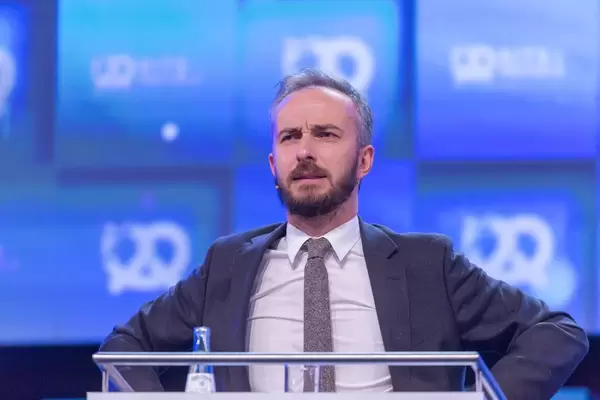 Jan Böhmermann looks sceptical during show