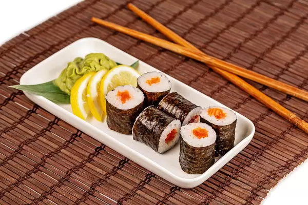 Japanese food-fresh Maki rolls with salmon