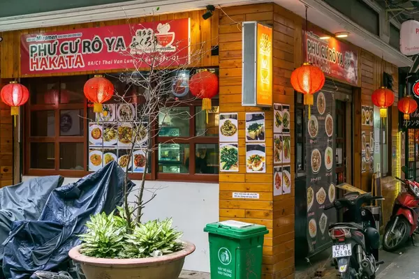 Japanese Restaurant with Hanging Lanterns in Saigon, Vietnam