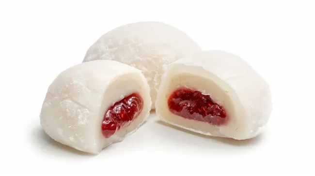 Japanische Mochi-Kugeln mit Erdbeer-Füllung