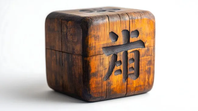 Japanisches Holzschrift-Quadrat mit Kanji-Zeichen