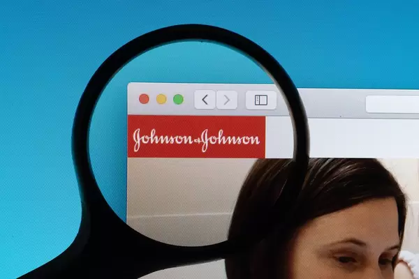 Johnson & Johnson logo under magnifying glass