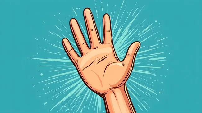 Jubelnd erhobene Hand mit dynamischem Hintergrund