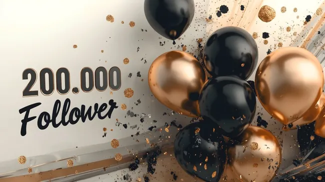 Jubiläums-Dekor mit Luftballons zum 200.000 Follower-Meilenstein