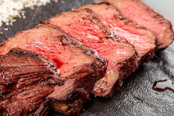 Juicy fresh grilled filet mignon, close-up