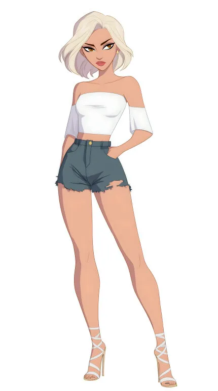 Junge Frau im lässigen Comic-Stil