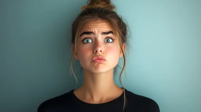 Junge Frau mit skeptischem Gesichtsausdruck