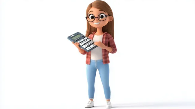 Junge Frau mit Taschenrechner in der Hand