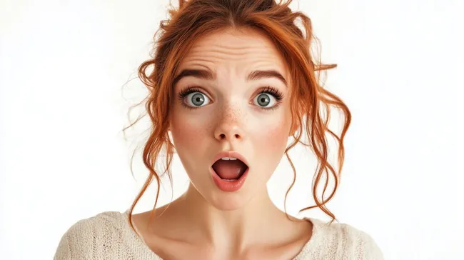 Junge Frau mit überraschtem Gesichtsausdruck