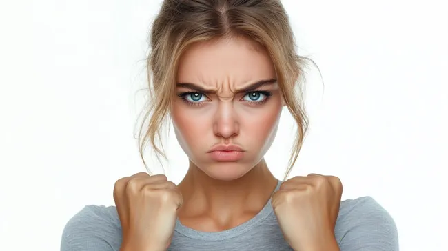 Junge Frau mit wütendem Gesichtsausdruck