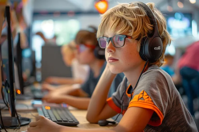 Junger Gamer beim Computerspielen