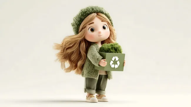 Junges Mädchen recycles umweltfreundlich mit Pflanzentopf