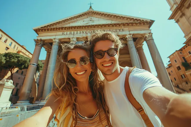 Junges Paar genießt Sightseeing in Rom