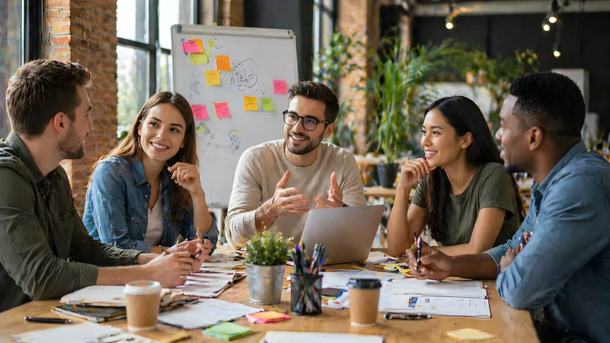 Junges Team beim kreativen Brainstorming im Büro
