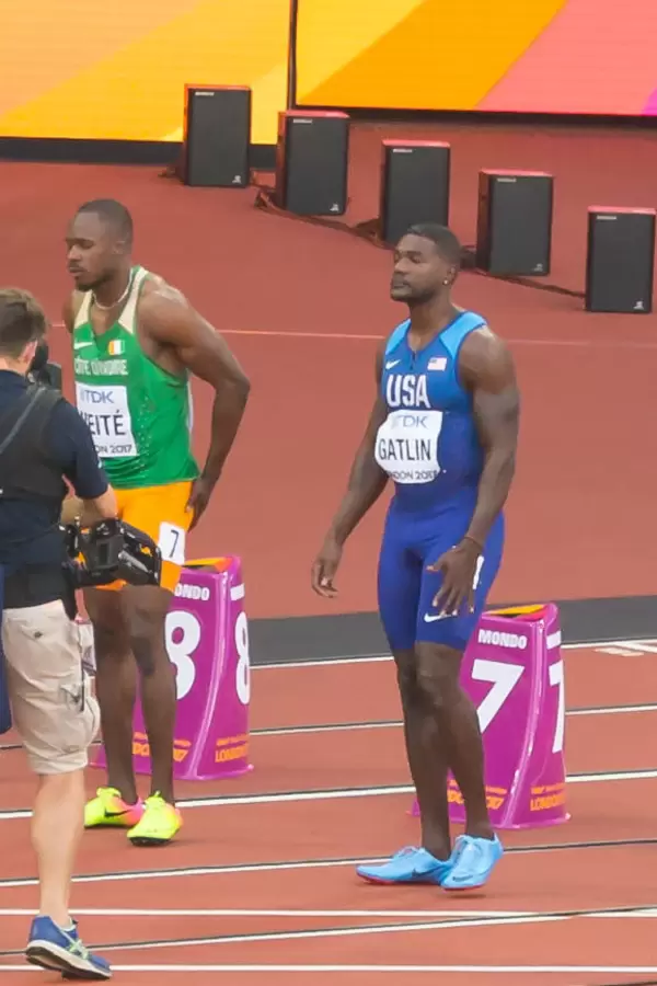 Justin Gatlin (USA) before Semi Final of 100m in Lodon 2017