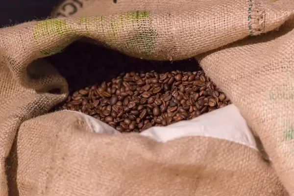 Jutesack voll mit Kaffeebohnen