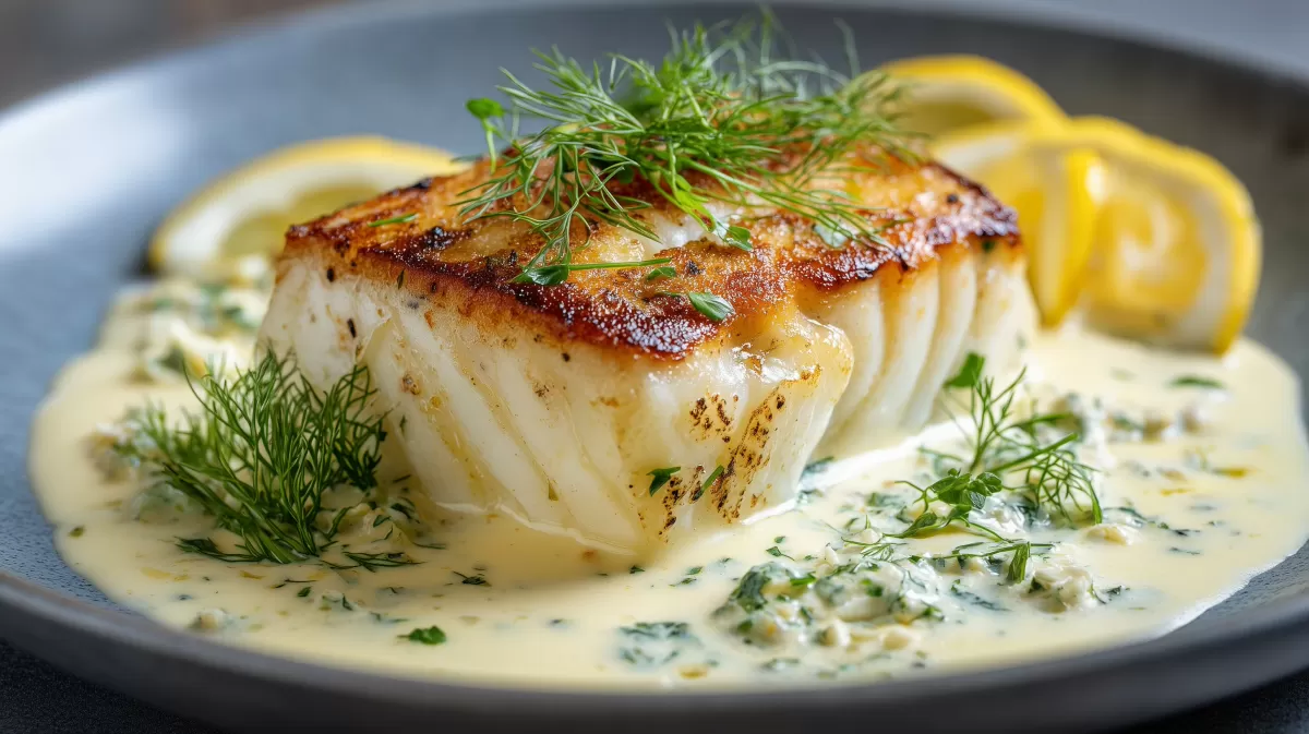 Kabeljau in Senfsauce mit Dill und Zitrone