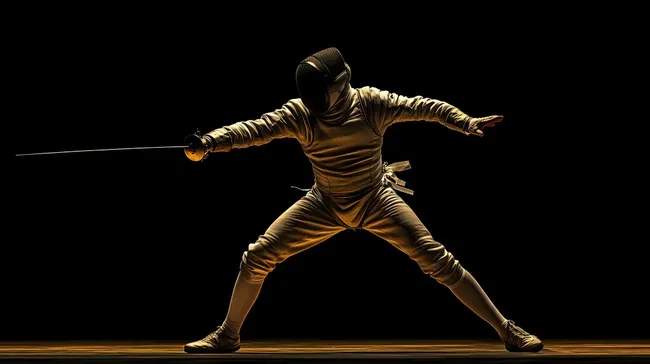 Kämpferische Silhouette auf dunkler Bühne